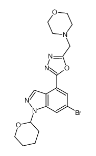 6-bromo-4-[5-(4-morpholinylmethyl)-1,3,4-oxadiazol-2-yl]-1-(tetrahydro-2H-pyran-2-yl)-1H-indazole 1245464-92-9