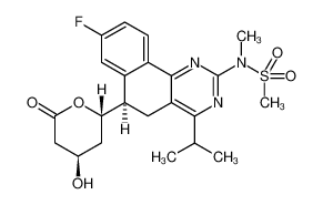 Methanesulfonamide, N-[(6R)-8-fluoro-5,6-dihydro-4-(1-methylethyl)-6-[(2S,4R)-tetrahydro-4-hydroxy-6-oxo-2H-pyran-2-yl]benzo[h]quinazolin-2-yl]-N-methyl- 854898-46-7