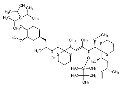 164592-83-0 (2S,3R)-1-(2-((2R,5R,6R,E)-5-((tert-butyldimethylsilyl)oxy)-6-methoxy-4-methyl-6-(2-((2R,4S)-4-methylhex-5-yn-2-yl)-1,3-dithian-2-yl)hex-3-en-2-yl)-1,3-dithian-2-yl)-4-((1S,3R,4R)-3-methoxy-4-((triisopropylsilyl)oxy)cyclohexyl)-3-methylbutan-2-ol