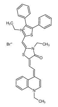 3-乙基-2-(3-乙基-4,5-二苯基-噻唑鎓-2-基-亚甲基)-5-[2-(1-乙基-1H-喹啉-4-亚基)-乙亚基]-噻唑烷-4-酮溴化物