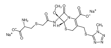 disodium,7-[[2-(2-amino-2-carboxylatoethyl)sulfanylacetyl]amino]-7-methoxy-3-[(1-methyltetrazol-5-yl)sulfanylmethyl]-8-oxo-5-thia-1-azabicyclo[4.2.0]oct-2-ene-2-carboxylate 92636-39-0