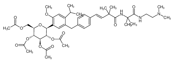 1369431-11-7 (2R,3R,4R,5S,6S)-2-(acetoxymethyl)-6-(5-(4-(4-((1-((2-(dimethylamino)ethyl)amino)-2-methyl-1-oxopropan-2-yl)amino)-3,3-dimethyl-4-oxobut-1-en-1-yl)benzyl)-4-isopropyl-2-methoxyphenyl)tetrahydro-2H-pyran-3,4,5-triyl triacetate