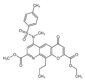 Ethyl 8-methoxycarbonyl-4-oxo-10-propyl-6(N-methyl-4-toluenesulphonamido)-4H-pyrano[3,2-g]quinoline-2-carboxylate