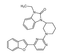 1-{(3S)-1-[4-(1-Benzofuran-2-yl)-2-pyrimidinyl]-3-piperidinyl}-3- ethyl-1,3-dihydro-2H-benzimidazol-2-one 1304778-15-1