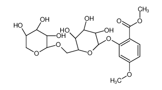 methyl 4-methoxy-2-[(2S,3R,4S,5S,6R)-3,4,5-trihydroxy-6-[[(2S,3R,4S,5R)-3,4,5-trihydroxyoxan-2-yl]oxymethyl]oxan-2-yl]oxybenzoate 154-60-9