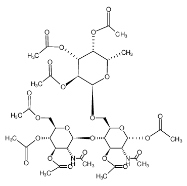 129579-90-4 2-acetamido-4-O-(2'-acetamido-2'-deoxy-3',4',6'-tri-O-acetyl-β-D-glucopyranosyl)-2-deoxy-1,3-di-O-acetyl-6-O-(2'',3'',4''-tri-O-acetyl-α-L-fucopyranosyl)-α-D-glucopyranoside