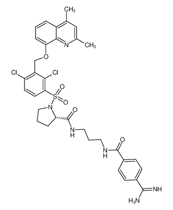 (2S)-N-[3-[(4-carbamimidoylbenzoyl)amino]propyl]-1-[2,4-dichloro-3-[(2,4-dimethylquinolin-8-yl)oxymethyl]phenyl]sulfonylpyrrolidine-2-carboxamide 209733-45-9