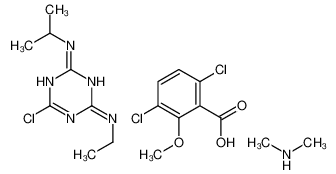 6-chloro-4-N-ethyl-2-N-propan-2-yl-1,3,5-triazine-2,4-diamine,3,6-dichloro-2-methoxybenzoic acid,N-methylmethanamine 160544-50-3