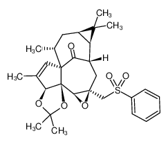 827325-52-0 (2aS,5aR,5bS,6aR,8S,8aR,9aR,11R,11aS)-2,4,4,9,9,11-hexamethyl-6a-((phenylsulfonyl)methyl)-5b,6a,8,8a,9,9a,10,11-octahydro-2aH,7H-8,11a-methanocyclopropa[5',6']oxireno[2'',3'':9',10']cyclodeca[1',2':1,5]cyclopenta[1,2-d][1,3]dioxol-12-one