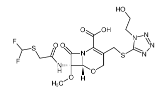 (6R,7R)-7-[[2-(difluoromethylsulfanyl)acetyl]amino]-3-[[1-(2-hydroxyethyl)tetrazol-5-yl]sulfanylmethyl]-7-methoxy-8-oxo-5-oxa-1-azabicyclo[4.2.0]oct-2-ene-2-carboxylic acid 99665-00-6