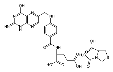 N-(4-{[(2-Amino-4-oxo-1,4-dihydro-6-pteridinyl)methyl]amino}benzo yl)-L-glutamic acid - (4R)-3-acetyl-1,3-thiazolidine-4-carboxylic acid (1:1) 8064-47-9