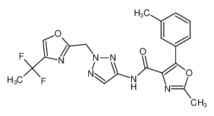 2-methyl-5-m-tolyloxazol-4-carboxylic acid {2-[4-(1,1-difluoroethyl)-oxazol-2-ylmethyl]-2H-[1,2,3]triazol-4-yl}amide 1258417-54-7