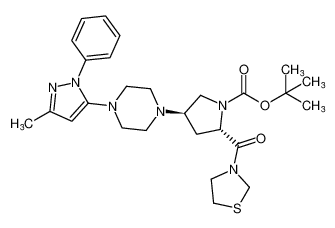 tert-butyl (2S,4R)-4-(4-(3-methyl-1-phenyl-1H-pyrazol-5-yl)piperazin-1-yl)-2-(thiazolidine-3-carbonyl)pyrrolidine-1-carboxylate 1404559-22-3
