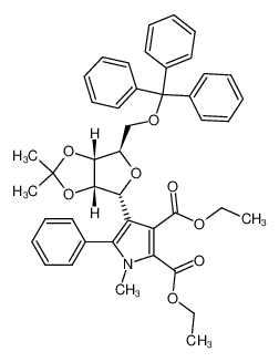 4-((3aS,4R,6R,6aR)-2,2-Dimethyl-6-trityloxymethyl-tetrahydro-furo[3,4-d][1,3]dioxol-4-yl)-1-methyl-5-phenyl-1H-pyrrole-2,3-dicarboxylic acid diethyl ester