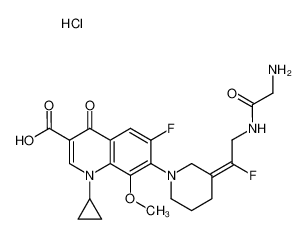 1314138-48-1 spectrum, 7-{3-[(E)-2-(2-aminoacetylamino)-1-fluoroethylidene]piperidin-1-yl}-1-cyclopropyl-6-fluoro-8-methoxy-4-oxo-1,4-dihydroquinoline-3-carboxylic acid hydrochloride