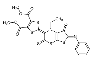 1256095-52-9 dimethyl 2-(1-ethyl-7-oxo-6-(phenylimino)-3-thioxo-6,7-dihydro-1H-thieno[2,3-b][1,4]thiazin-2(3H)-ylidene)-1,3-dithiole-4,5-dicarboxylate