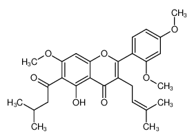 1443276-24-1 spectrum, 2-(2,4-dimethoxyphenyl)-5-hydroxy-7-methoxy-3-(3-methylbut-2-en-1-yl)-6-(3-methylbutanoyl)-4H-chromen-4-one