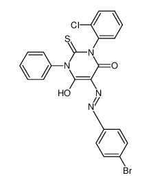 76153-21-4 (5E)-5-[(4-bromophenyl)hydrazinylidene]-1-(2-chlorophenyl)-3-phenyl-2-sulfanylidene-1,3-diazinane-4,6-dione