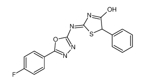 2-[[5-(4-fluorophenyl)-1,3,4-oxadiazol-2-yl]amino]-5-phenyl-1,3-thiazol-4-one 199339-13-4