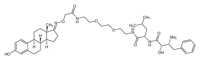 (S)-2-[(2S,3R)-3-amino-2-hydroxy-4-phenylbutanamido]-N-[2-(2-{2-[2-({(E)-[(8R,9S,13S,14S)-3-hydroxy-13-methyl-7,8,9,11,12,13,15,16-octahydro-6H-cyclopenta[a]phenanthren-17(14H)-ylidene]amino}oxy)acetamido]ethoxy}ethoxy)ethyl]-4-methylpentanamide 1351169-29-3