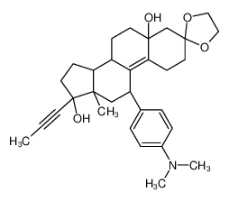 (5a,11b,17b)-11-[4-(二甲基氨基)苯基]-5,17-二羟基-17-(1-丙炔基)雌甾-9-烯-3-酮环缩乙二醇; 米非司酮中间体