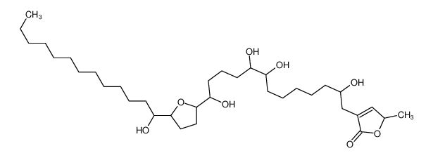 2-methyl-4-[2,8,9,13-tetrahydroxy-13-[5-(1-hydroxytridecyl)oxolan-2-yl]tridecyl]-2H-furan-5-one 167172-78-3