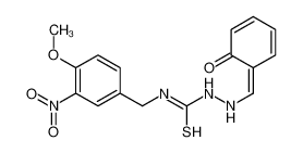 1-[(4-methoxy-3-nitrophenyl)methyl]-3-[[(E)-(6-oxocyclohexa-2,4-dien-1-ylidene)methyl]amino]thiourea 186453-57-6