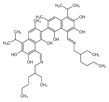 (1Z)-1-[(2-ethylhexylamino)methylidene]-7-[(8Z)-8-[(2-ethylhexylamino)methylidene]-1,6-dihydroxy-3-methyl-7-oxo-5-propan-2-ylnaphthalen-2-yl]-3,8-dihydroxy-6-methyl-4-propan-2-ylnaphthalen-2-one