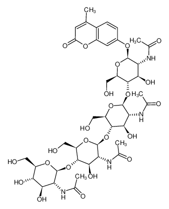 53643-14-4 7-[[O-2-(乙酰氨基)-2-脱氧-beta-D-吡喃葡萄糖基-(1→4)-O-2-(乙酰氨基)-2-脱氧-beta-D-吡喃葡萄糖基-(1→4)-O-2-(乙酰氨基)-2-脱氧-beta-D-吡喃葡萄糖基-(1→4)-2-(乙酰氨基)-2-脱氧-beta-D-吡喃葡萄糖基]氧基]-4-甲基-2H-1-苯并吡喃-2-酮