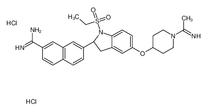 7-[(2R)-5-[(1-Ethanimidoyl-4-piperidinyl)oxy]-1-(ethylsulfonyl)-2 ,3-dihydro-1H-indol-2-yl]-2-naphthalenecarboximidamide dihydrochl oride 319450-26-5