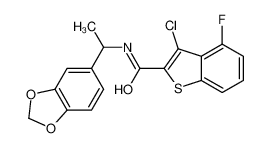 N-[1-(1,3-Benzodioxol-5-yl)ethyl]-3-chloro-4-fluoro-1-benzothioph ene-2-carboxamide 588673-81-8