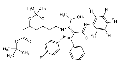 2-Methyl-2-propanyl [6-(2-{2-(4-fluorophenyl)-5-isopropyl-3-phenyl-4-[(<sup>2</sup>H<sub>5</sub>)phenylcarbamoyl]-1H-pyrrol-1-yl}ethyl)-2,2-dimethyl-1,3-dioxan-4-yl]acetate 265989-34-2