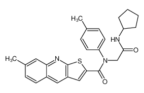 Thieno[2,3-b]quinoline-2-carboxamide, N-[2-(cyclopentylamino)-2-oxoethyl]-7-methyl-N-(4-methylphenyl)- (9CI) 606114-16-3