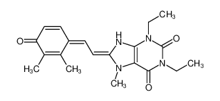 (8E)-8-[(2Z)-2-(2,3-Dimethyl-4-oxo-2,5-cyclohexadien-1-ylidene)et hylidene]-1,3-diethyl-7-methyl-3,7,8,9-tetrahydro-1H-purine-2,6-d ione 155272-15-4