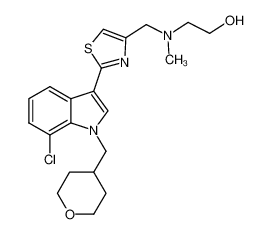 1303527-30-1 2-(((2-(7-chloro-1-((tetrahydro-2H-pyran-4-yl)methyl)-1H-indol-3-yl)thiazol-4-yl)methyl)(methyl)amino)ethan-1-ol