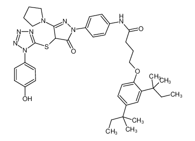 4-[2,4-二(2-甲基-2-丁烷基)苯氧基]-N-{4-[4-{[1-(4-羟基苯基)-1H-四唑-5-基]硫基}-5-氧代-3-(1-吡咯烷基)-4,5-二氢-1H-吡唑-1-基]苯基}丁酰胺