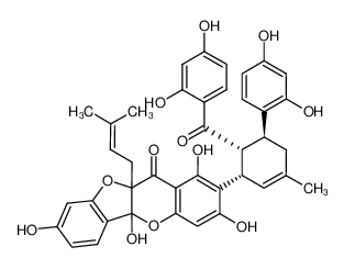 2-[(1S,5S,6R)-6-(2,4-dihydroxybenzoyl)-5-(2,4-dihydroxyphenyl)-3-methylcyclohex-2-en-1-yl]-1,3,8,10a-tetrahydroxy-5a-(3-methylbut-2-enyl)-[1]benzofuro[3,2-b]chromen-11-one 80651-76-9