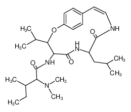 N,N-dimethyl-L-isoleucine (4S)-7t-isobutyl-3t-isopropyl-5,8-dioxo-2-oxa-6,9-diaza-1(1,4)-benzena-cycloundecaphan-10c-en-4r-ylamide 25350-22-5