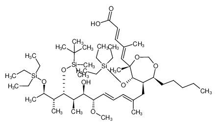 500795-23-3 5-{6-[9-(tert-butyl-dimethyl-silanyloxy)-7-hydroxy-6-methoxy-2,8,10-trimethyl-11-triethylsilanyloxy-dodeca-2,4-dienyl]-4-methyl-7-pentyl-5-triethylsilanyloxy-[1,3]dioxepan-4-yl}-4-methyl-penta-2,4-dienoic acid