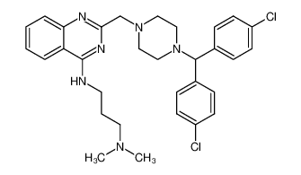 N1-(2-((4-(bis(4-chlorophenyl)methyl)piperazin-1-yl)methyl)quinazolin-4-yl)-N3,N3-dimethylpropane-1,3-diamine