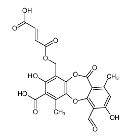 4-[[(E)-3-carboxyprop-2-enoyl]oxymethyl]-10-formyl-3,9-dihydroxy-1,7-dimethyl-6-oxobenzo[b][1,4]benzodioxepine-2-carboxylic acid 489-50-9