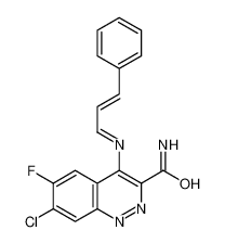7-chloro-6-fluoro-4-[[(E)-3-phenylprop-2-enylidene]amino]cinnoline-3-carboxamide