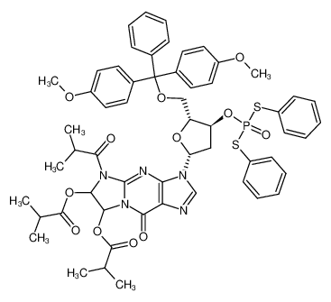 85562-01-2 3-((2R,4S,5R)-5-((bis(4-methoxyphenyl)(phenyl)methoxy)methyl)-4-((bis(phenylthio)phosphoryl)oxy)tetrahydrofuran-2-yl)-5-isobutyryl-9-oxo-5,6,7,9-tetrahydro-3H-imidazo[1,2-a]purine-6,7-diyl bis(2-methylpropanoate)