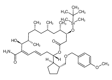 935872-13-2 (2S,4E,6E,8S,9S,11R,13S,15S,16S)-16-(tert-butyldimethylsilyloxy)-2-{(1R,2R)-2-[(4-methoxybenzyloxy)methyl]cyclopentyl}-9,11,13,15-tetramethyl-18-oxooxacyclooctadeca-4,6-diene-7-carboxamide