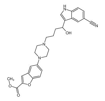 1451194-35-6 methyl 5-{4-[4-(5-cyano-1H-indol-3-yl)-4-hydroxybutyl]-piperazin-1-yl}benzofuran-2-carboxylate