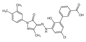 5'-chloro-3'-{N'-[1-(3,4-dimethylphenyl)-3-methyl-5-oxo-1,5-dihydropyrazol-4-ylidene]hydrazino}-2'-hydroxybiphenyl-3-carboxylic acid