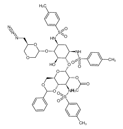 179533-33-6 spectrum, 6-O-(2-O-acetyl-4,6-O-benzylidene-3-deoxy-3-tosylamido-α-D-glucopyranosyl)-4-O-(6-azido-3-oxa-2,3,4,6-tetradeoxy-α-D-glycero-hexopyranosyl)-2-deoxy-1,3-di-N-tosylstreptamine