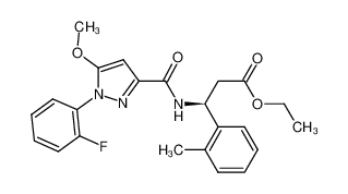 1318787-30-2 ethyl (S)-3-{[1-(2-fluoro-phenyl)-5-methoxy-1H-pyrazole-3-carbonyl]-amino}-3-(2-methyl-phenyl)-propionate