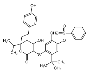 [5-tert-butyl-4-[[4-hydroxy-2-[2-(4-hydroxyphenyl)ethyl]-6-oxo-2-propan-2-yl-3H-pyran-5-yl]sulfanyl]-2-methylphenyl] benzenesulfonate 263842-82-6