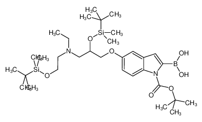 [5-[2-[tert-butyl(dimethyl)silyl]oxy-3-[2-[tert-butyl(dimethyl)silyl]oxyethyl-ethylamino]propoxy]-1-[(2-methylpropan-2-yl)oxycarbonyl]indol-2-yl]boronic acid 913388-77-9